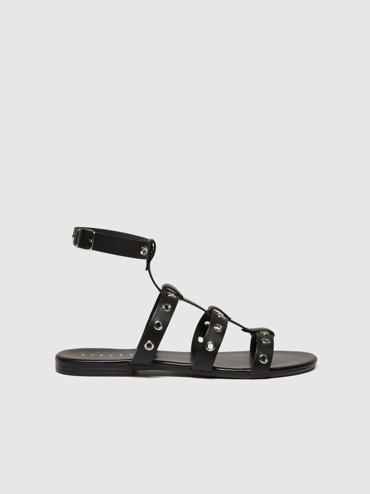 Flat sandals with strap - women's sandals and slippers - Black | Sisley image number 4